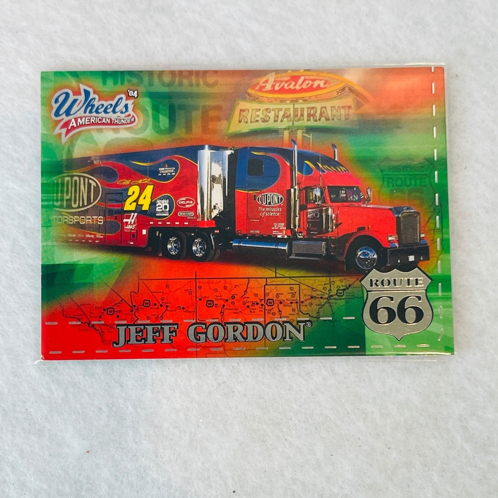 2004 Press Pass Wheels American Thunder Jeff Gordon #34 Route 66 Hauler Card